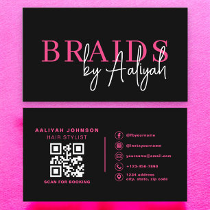 QR Code Vlechten Haarstylist Moderne Typografie Visitekaartje