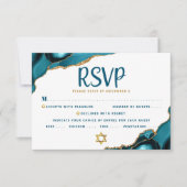 QR Code Vleermuis Mitzvah Turquoise Agaat Vet RSVP Kaart (Voorkant)