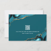 QR Code Vleermuis Mitzvah Turquoise Agaat Vet RSVP Kaart (Achterkant)