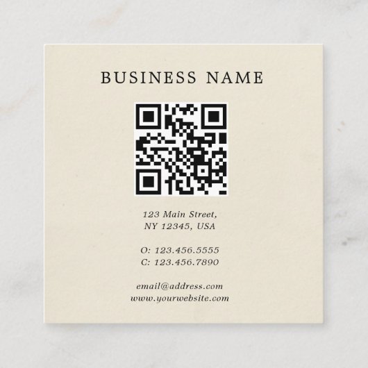 QR-code  Vloervierkant Visitekaartje (Achterkant)