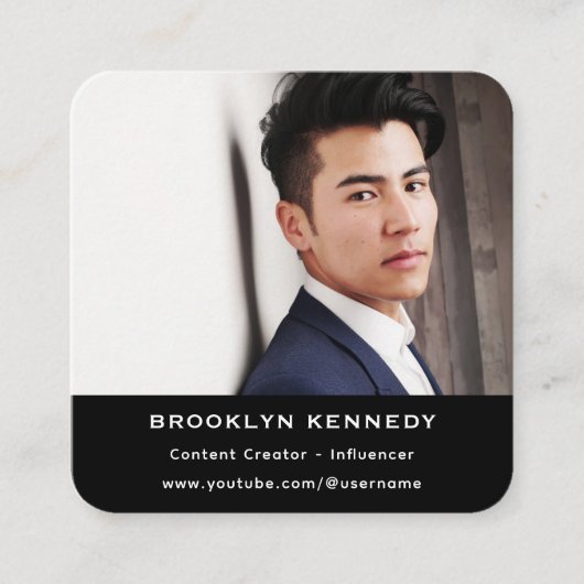 QR-code Volg me Content Creator Influencer Photo Vierkante Visitekaartje (Voorkant)