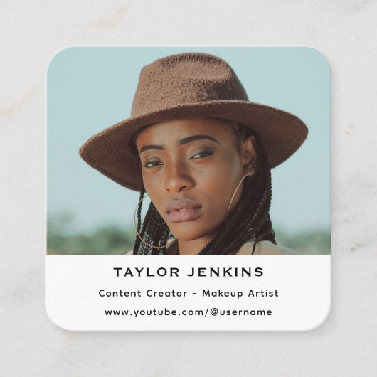 QR-code Volg me Influencer Content Creator Foto Vierkante Visitekaartje (Voorkant)