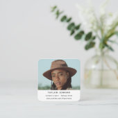 QR-code Volg me Influencer Content Creator Foto Vierkante Visitekaartje (Staand voorkant)