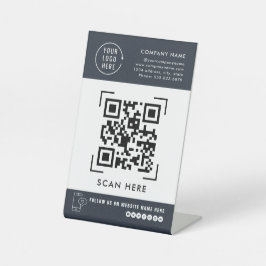 QR-code Volg ons | Zakelijke Logo Reclamebord Met Voetstuk
