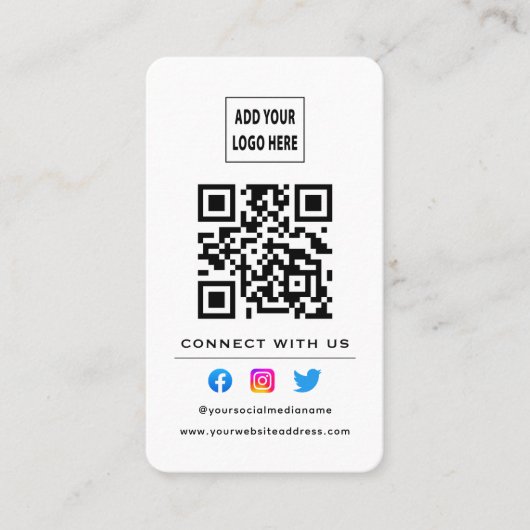QR-code Volg Scan om contact met ons op te nemen W Visitekaartje (Voorkant)