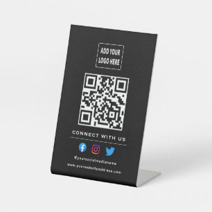 QR-code Volg Scan om contact met ons op te nemen Z Reclamebord Met Voetstuk