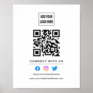 QR-code Volg Scan om contact met ons te maken Wit Poster