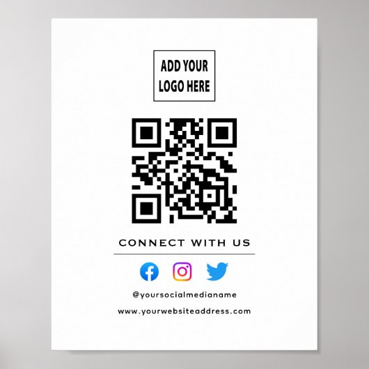 QR-code Volg Scan om contact met ons te maken Wit  Poster (Voorkant)