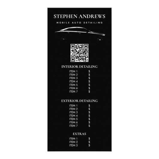 QR-code voor autodecoratie en autowerkplaats Reclamekaart (Voorkant)