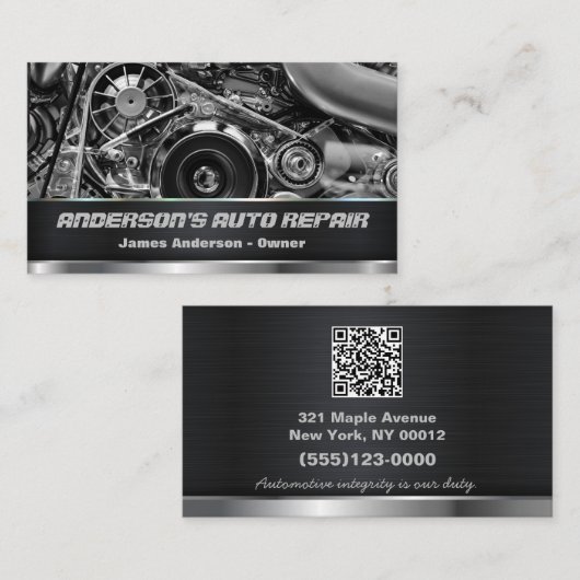 QR-code voor automatische reparatie van auto's Visitekaartje (Voorkant / Achterkant)
