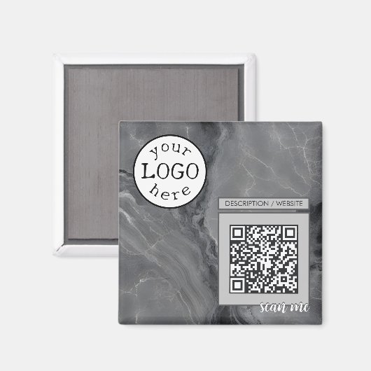 QR Code voor Bedrijf/Gebeurtenis Elegant Grijs Mar Magneet (Voorkant / Achterkant)