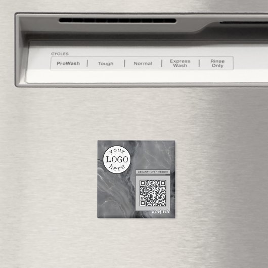 QR Code voor Bedrijf/Gebeurtenis Elegant Grijs Mar Magneet (Insitu (Vaatwasser))