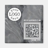 QR Code voor Bedrijf/Gebeurtenis Elegant Grijs Mar Magneet (Voorkant)