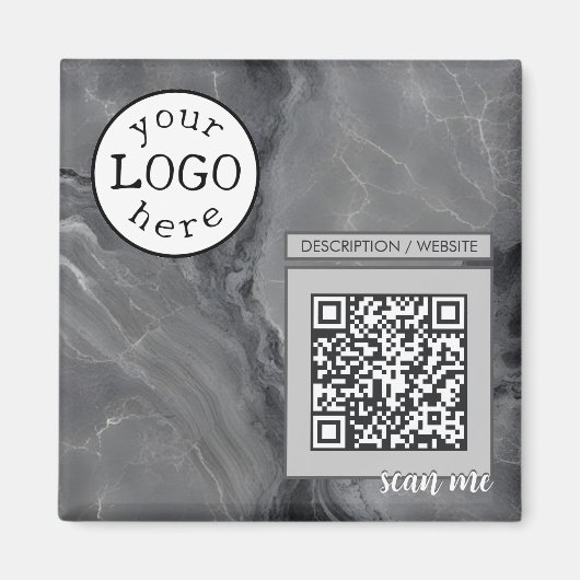 QR Code voor Bedrijf/Gebeurtenis Elegant Grijs Mar Magneet (Voorkant)