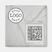 QR Code voor Bedrijf/Gebeurtenis Elegant Wit Marme Magneet (Voorkant)