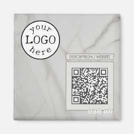 QR Code voor Bedrijf/Gebeurtenis Elegant Wit Marme Magneet