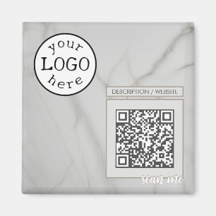 QR Code voor Bedrijf/Gebeurtenis Elegant Wit Marme Magneet