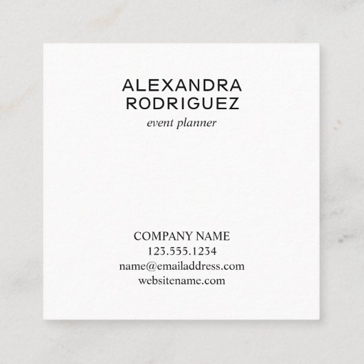 QR-code voor bedrijven (Long Name Minimal) Vierkante Visitekaartje (Achterkant)