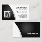 QR-code voor bedrijven - Professional Black White Visitekaartje (Voorkant / Achterkant)
