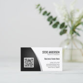 QR-code voor bedrijven - Professional Black White Visitekaartje (Staand voorkant)