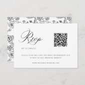 QR-code voor Black Chinoiserie Wedding RSVP Kaartje (Voorkant / Achterkant)