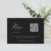 QR-code voor Black Chinoiserie Wedding RSVP Kaartje (Staand voorkant)