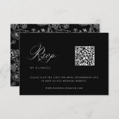 QR-code voor Black Chinoiserie Wedding RSVP Kaartje (Voorkant / Achterkant)