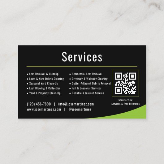 QR-code voor bladverwijdering Visitekaartje (Achterkant)