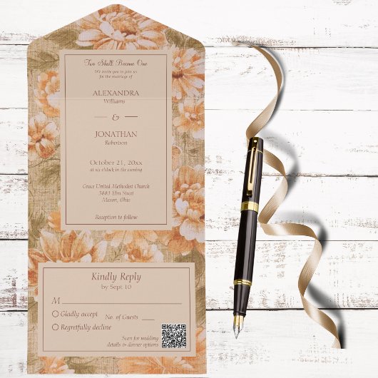 QR-code voor bloemen All In One Uitnodiging