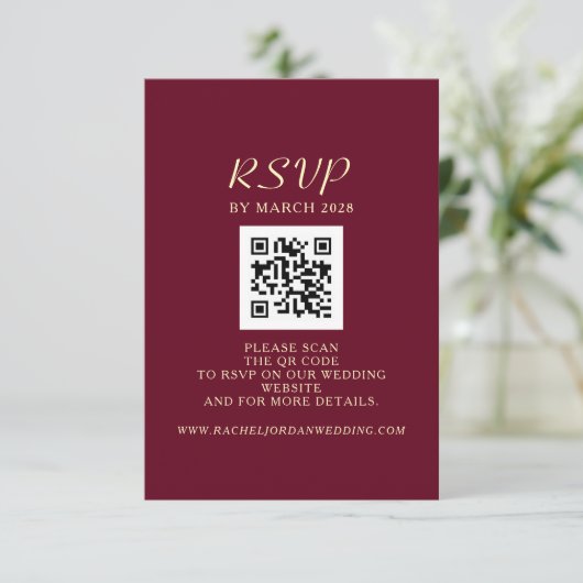 QR-code voor bruiloft RSVP Kaartje (Staand voorkant)