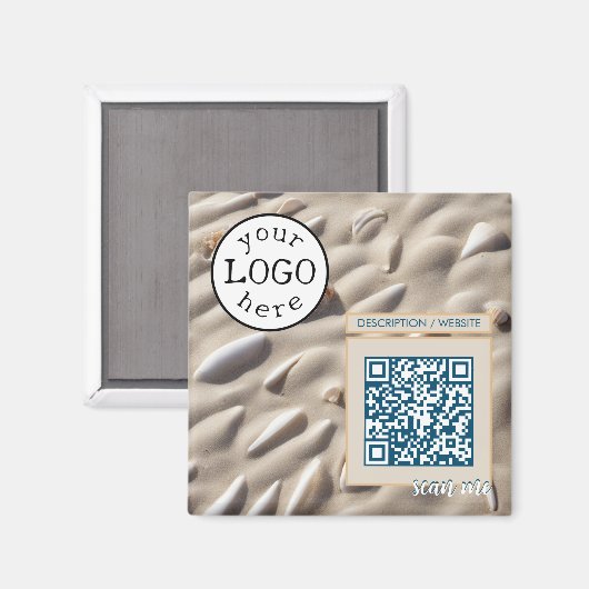 QR Code voor Business / Evenement Sandy Beach Magneet (Voorkant / Achterkant)