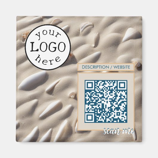 QR Code voor Business / Evenement Sandy Beach Magneet (Voorkant)