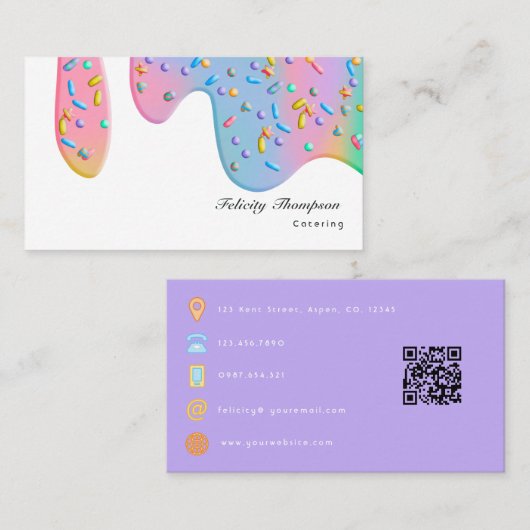 QR-code voor catering van voedsel Visitekaartje (Voorkant / Achterkant)