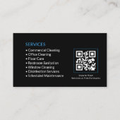 QR-code voor commerciële schoonmaakdiensten Visitekaartje (Achterkant)