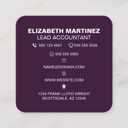 QR Code Voor en Achter Zakelijke Logo Professionee Vierkante Visitekaartje (Voorkant)