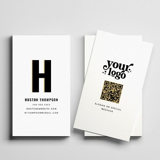 QR Code Voor en Achtermonogram Bedrijf Logo Visitekaartje