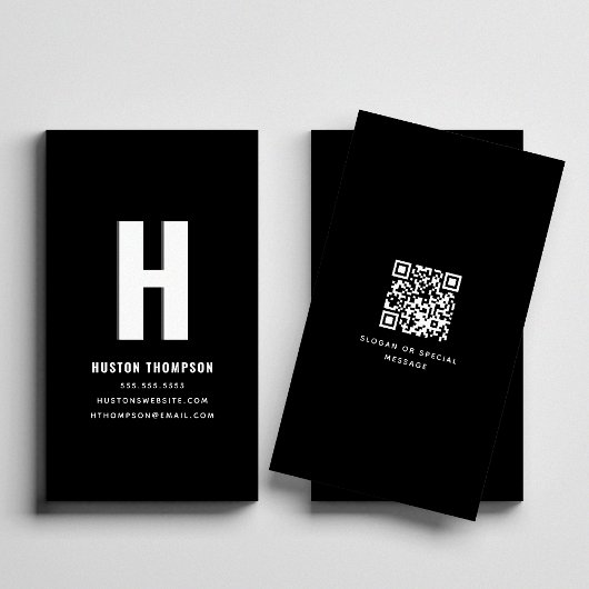 QR Code Voor en Achtermonogram Logo Professioneel Visitekaartje