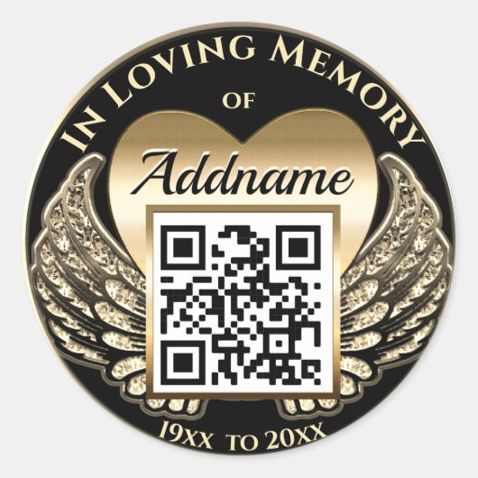 QR-code voor gedenkplaatsen, begrafenissen, obits. Ronde Sticker (Voorkant)