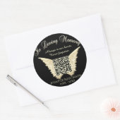 QR-code voor gedenkplaatsen, begrafenissen, obits. Ronde Sticker (Envelop)