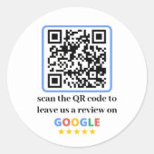 QR-code voor Google-recensies Ronde Sticker (Voorkant)