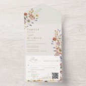 QR-code voor herfsttrouw met wilde bloemen All In One Uitnodiging (Binnen)