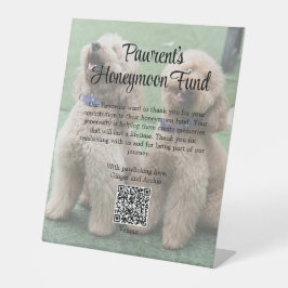 QR-code voor het huwelijksreis-fonds van onze Pawr Reclamebord Met Voetstuk