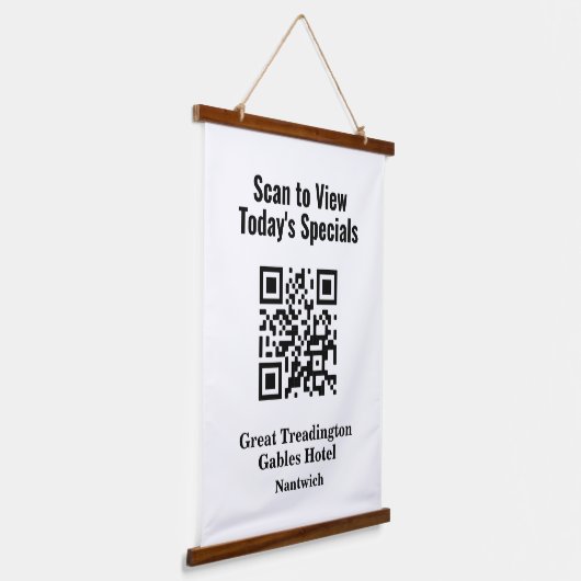 QR-code voor het menu Restaurant Specials Hangend Wandkleed (Gebogen)