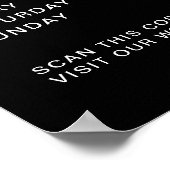QR-code voor kantooruren logo, zwart Poster (Hoek)