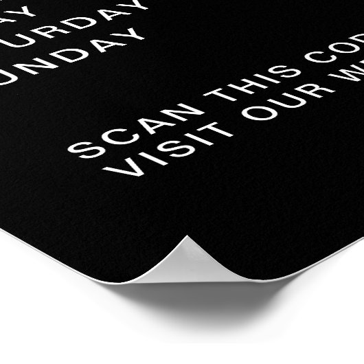 QR-code voor kantooruren logo, zwart Poster (Hoek)