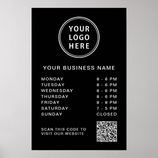 QR-code voor kantooruren logo, zwart Poster (Voorkant)