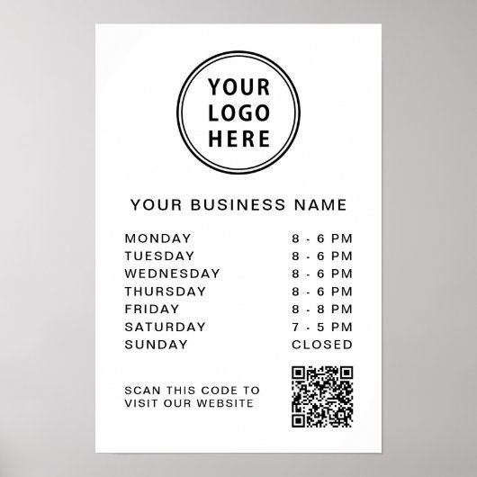 QR-code voor kantooruren van logo Poster (Voorkant)
