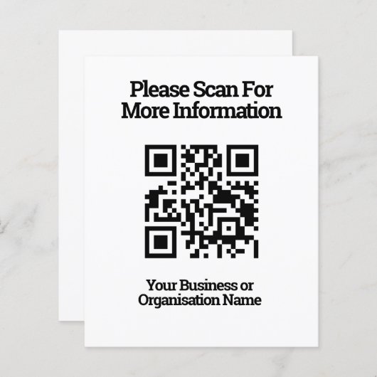 QR-code voor klantinformatie op een papieren blad (Voorkant / Achterkant)