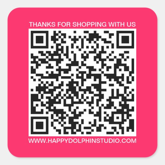 QR-code voor kleine bedrijven Website Diva Roze Vierkante Sticker (Voorkant)