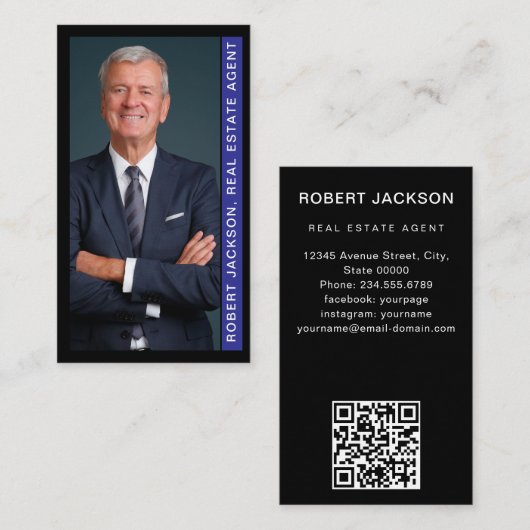 QR-code voor moderne makelaars Visitekaartje (Voorkant / Achterkant)